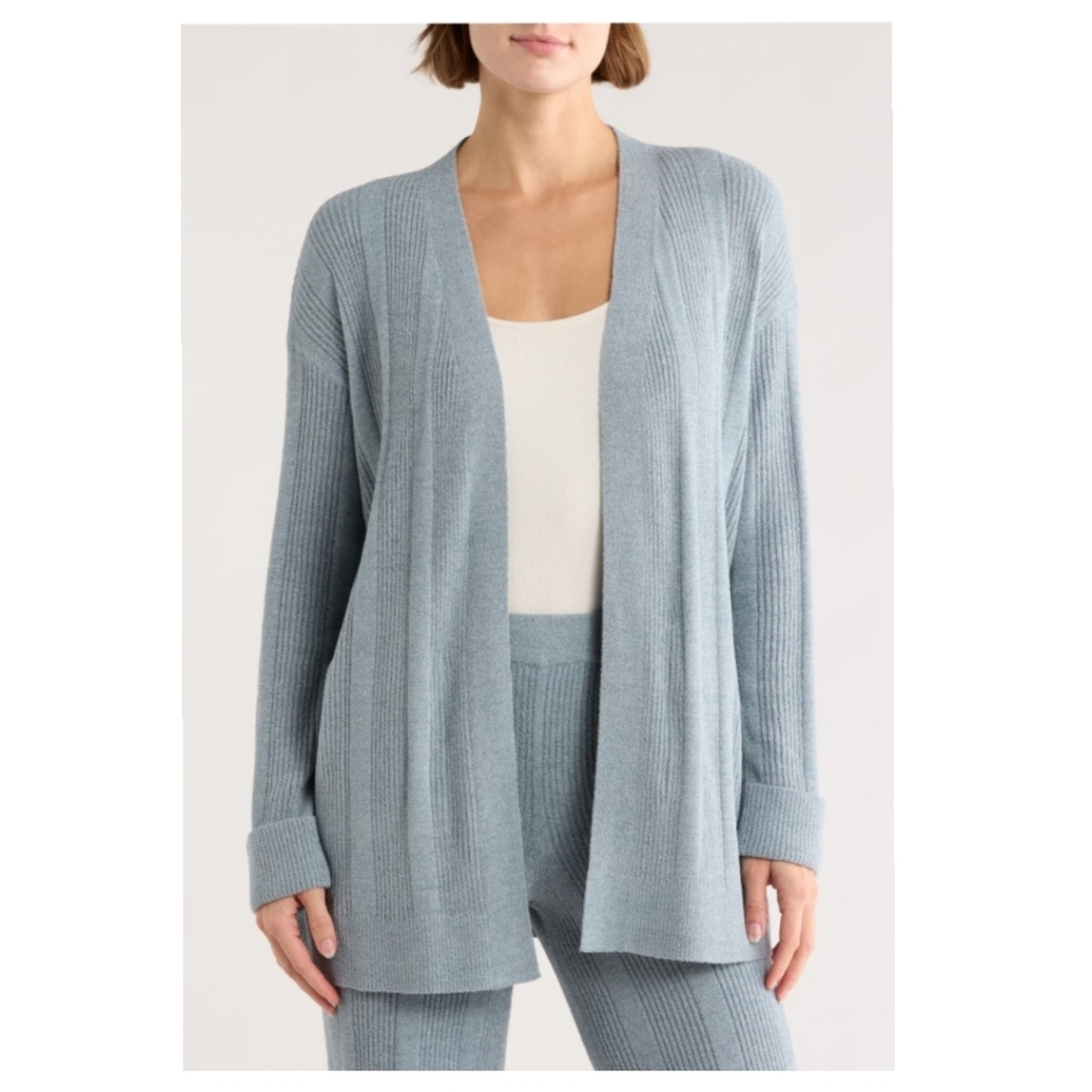BAREFOOT DREAMS Blue CozyChic Ultra Lite® Variegated Rib Open Cardigan